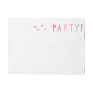 Colourful Type Kids Birthday Party Return Address Wrap Around Label