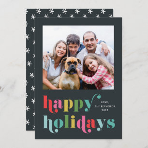Colourful Type Modern Photo Happy Holiday Card