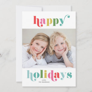 Colourful Type Photo Happy Holiday Card