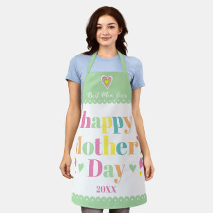Colourful typography and hearts, mint Mothers Day  Apron