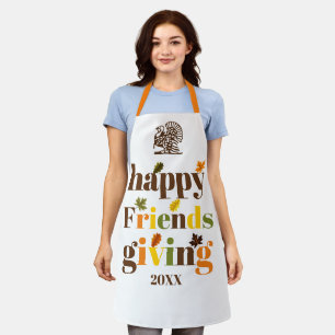 Colourful typography and turkey Friendsgiving Apron