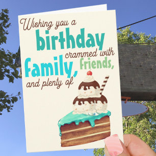 Colourful Typography Birthday Cake Ice Cream Card