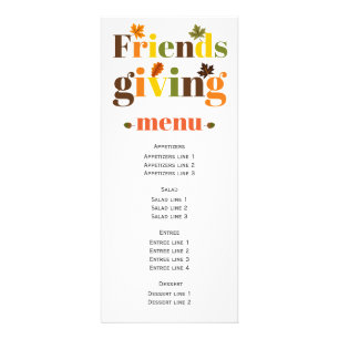 Colourful typography Friendsgiving menu card
