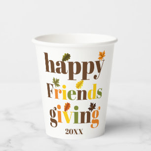 Colourful typography Happy Friendsgiving fall Paper Cups