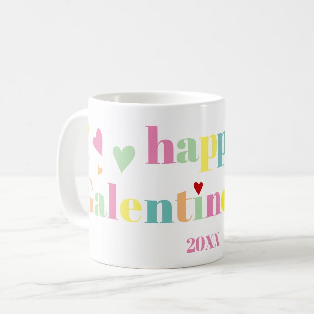 Colourful typography Happy Galentines Day Coffee Mug (Front Left)