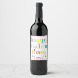 Colourful typography Happy Galentines Day Wine Label
