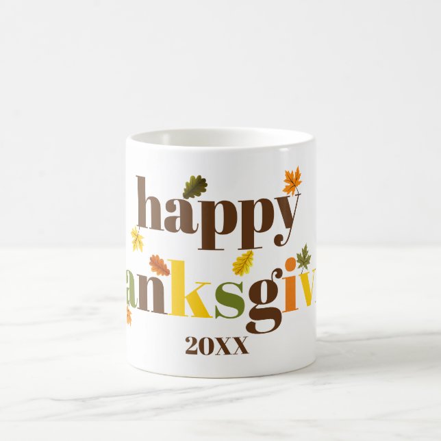 Colourful typography Happy Thanksgiving fall colou Coffee Mug (Center)