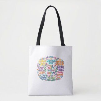 Colourful Typography Inspirational Quotes Tote Bag
