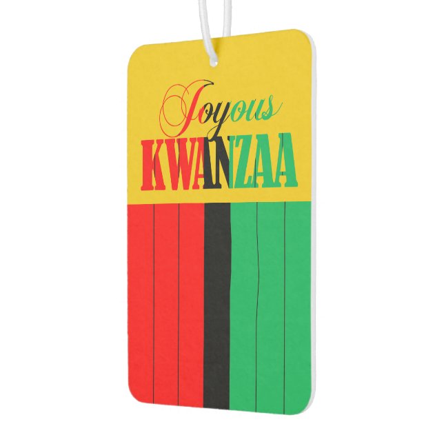 Colourful Typography Joyous Kwanzaa Air Freshener (Left)