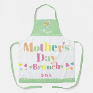 Colourful typography mint Mothers Day Brunch Apron