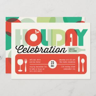 Colourful Typography Modern Holiday Party Invite