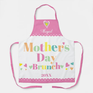 Colourful typography pink Mothers Day Brunch Apron