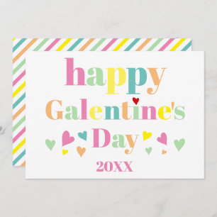 Colourful typography stripes Happy Galentines Day Holiday Card
