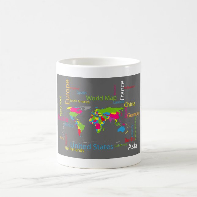 Colourful Typography World Map Modern Word Travel  Coffee Mug (Creator Uploaded)