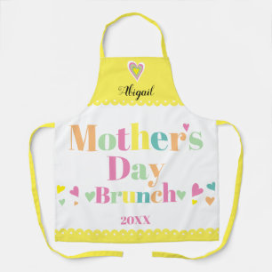 Colourful typography yellow Mothers Day Brunch Apron