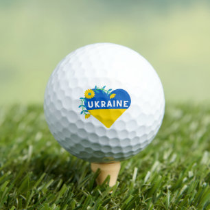 Colourful Ukraine Flag Flower Heart Golf Balls