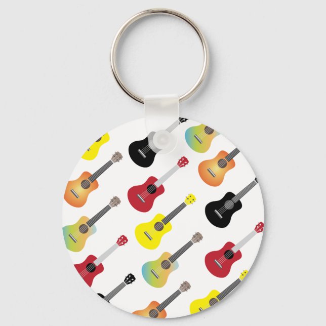 Colourful Ukulele Patterns Music Keychain (Front)
