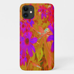 Colourful Ultra-Violet, Magenta and Red Wildflower iPhone 11 Case