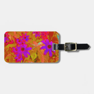 Colourful Ultra-Violet, Magenta and Red Wildflower Luggage Tag