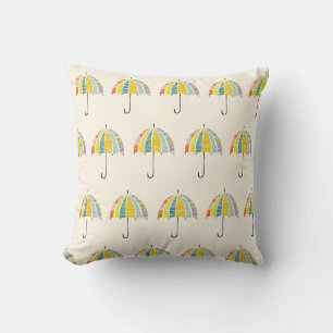 Colourful Umbrella – Bright & Cheerful Rainy Day Throw Pillow