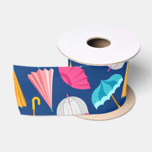 Colourful Umbrella Pattern Satin Ribbon