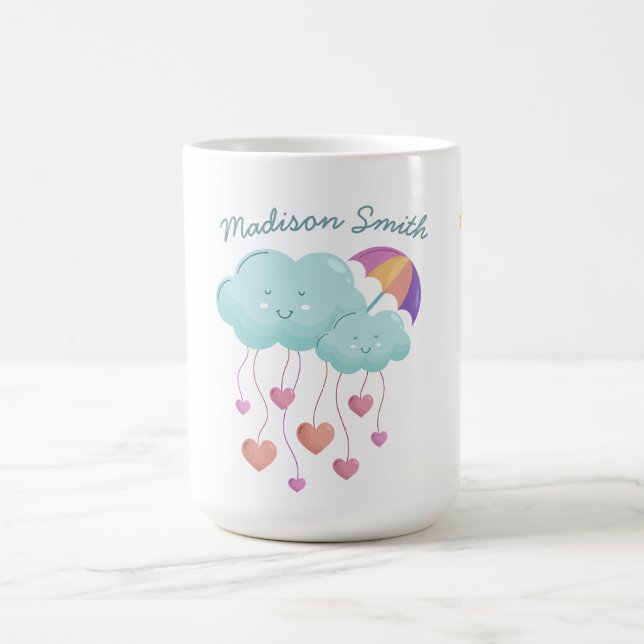 Colourful Umbrella with Cute Clouds Coffee Mug (Center)
