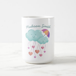 Colourful Umbrella with Cute Clouds Coffee Mug