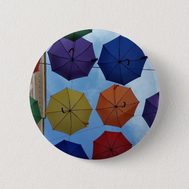 Colourful umbrellas 2 inch round button (Front)