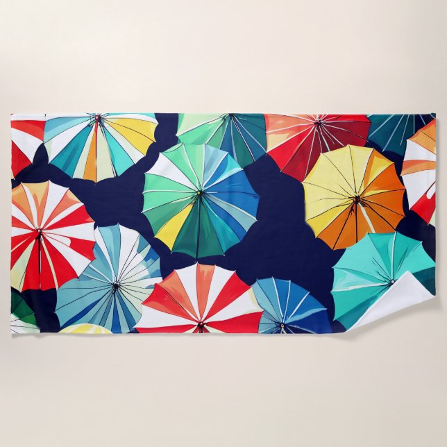 Colourful Umbrellas  Beach Towel (Front)