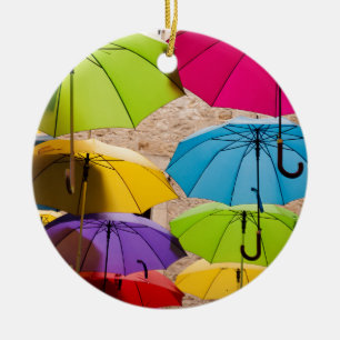 Colourful Umbrellas Ceramic Ornament