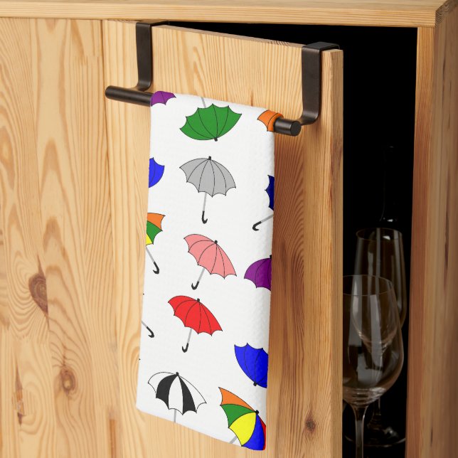Colourful Umbrellas Design Kitchen Towel (Thirds Fold)