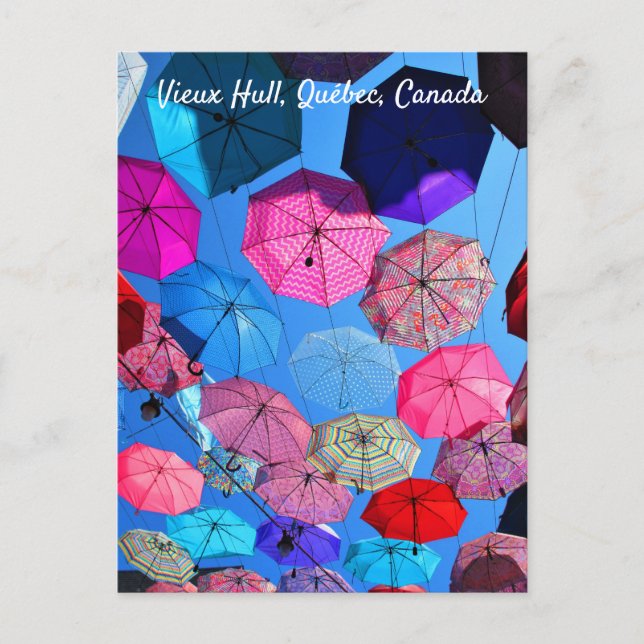 Colourful Umbrellas in Vieux Hull Québec Postcard (Front)