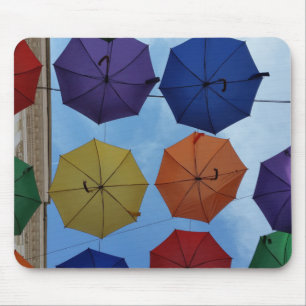 Colourful umbrellas mouse pad