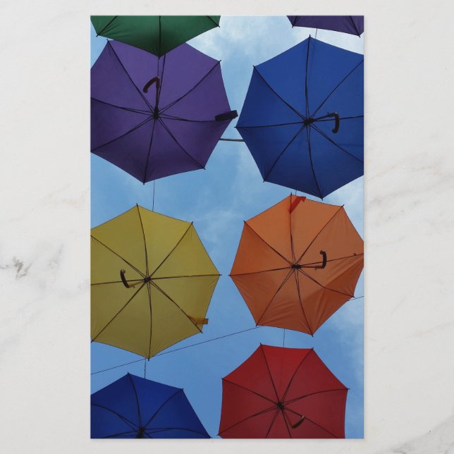 Colourful umbrellas stationery (Front)