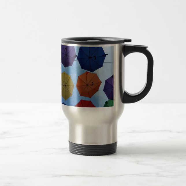 Colourful umbrellas travel mug (Right)