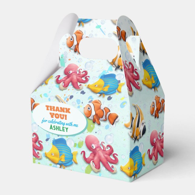 Colourful Under the Sea Kids Birthday Favor Box (Front Side)
