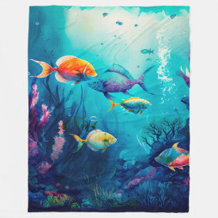 Colourful under the sea landscape fleece blanket