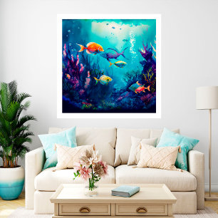 Colourful under the sea landscape poster