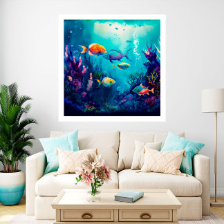 Colourful under the sea landscape poster