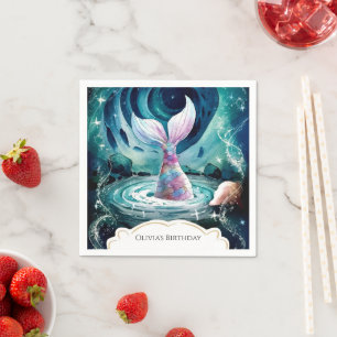 Colourful Under the Sea Mermaid Birthday Napkin