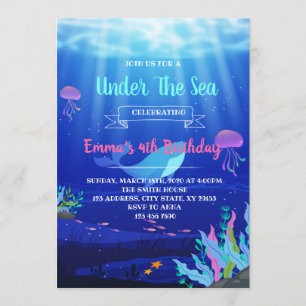 Colourful under the sea party invitation
