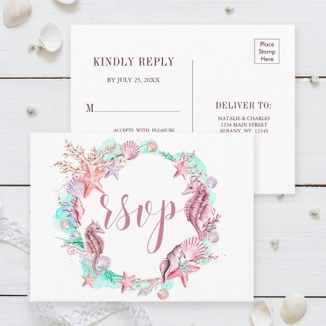 Colourful Under the Sea Summer RSVP Invitation Postcard (Creator Uploaded)