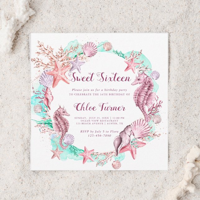 Colourful Under the Sea Sweet Sixteen Birthday     Invitation (Creator Uploaded)
