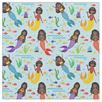 Colourful Undersea Mermaids & Fish on Blue