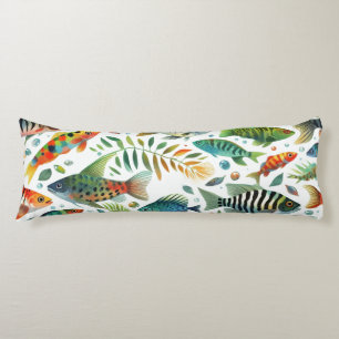 Colourful underwater fish art body pillow