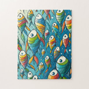 Colourful underwater fish art jigsaw puzzle