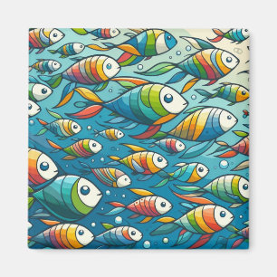 Colourful underwater fish art magnet