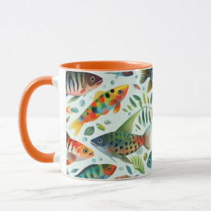 Colourful underwater fish art mug