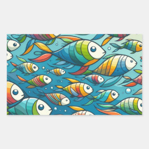 Colourful underwater fish art sticker