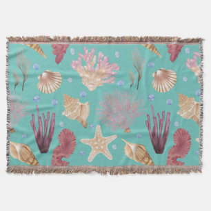 Colourful Underwater Life Pattern Throw Blanket
